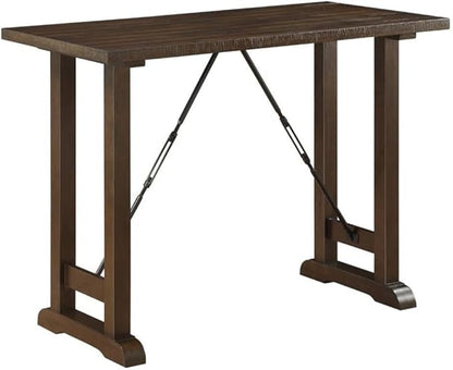 Pemberly Row 3 Piece Wood Counter Height Dining Set with Saddle Stools, Small Farmhouse Bar Table for 2 People, Tall Dinette Set for Smal Space, Dark Brown
