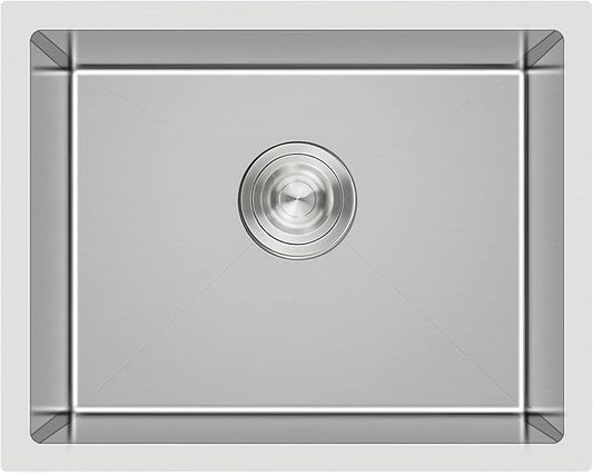 20 x 16 Inch Undermount Kitchen Sink, 304 Stainless Steel Single Bowl Small Kitchen Bar Sink Undermount, Brushed Nickel