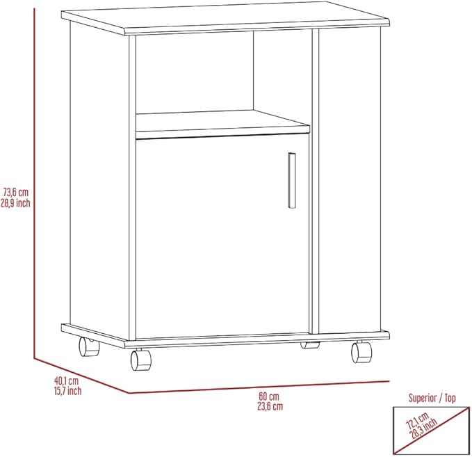 GOWE 2 Piece Kitchen Set, Delos Kitchen Island + Munich Lower Microwave Pantry Cabinet, White/Onyx