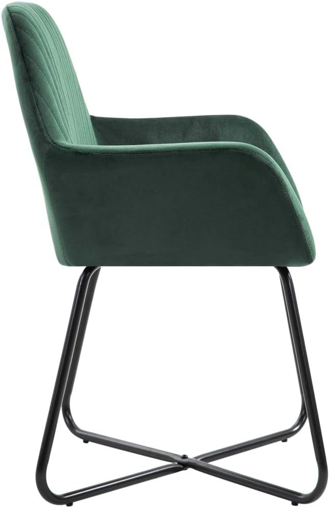 Modern Green Velvet Dining Chairs Set of 6 with Steel Legs - Soft Upholstered Kitchen and Living Room Furniture, Ergonomic Design for Comfortable Seating