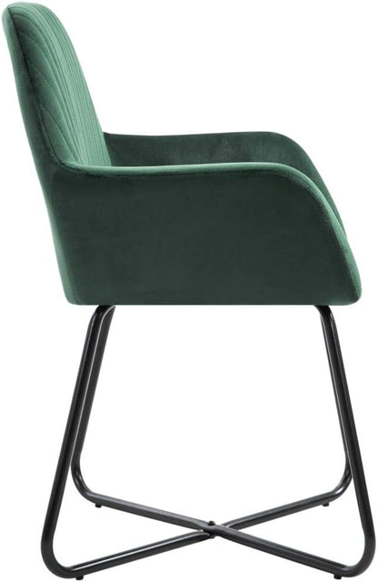 Green Velvet Dining Chairs Set of 2 Modern Accent Chair with Soft Upholstery and Sturdy Steel Legs for Kitchen Living Room Bedroom