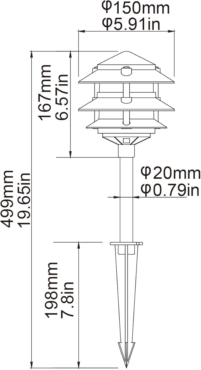 Lumina Lighting® Low Voltage Landscape Lighting Cast-Aluminum Pagoda Path and Area Light Warm White 4W G4 LED Bulb and ABS Ground Stake Included for Yard Walkway Lawn PAL0103-BZLED4 (Bronze, 4-Pack)