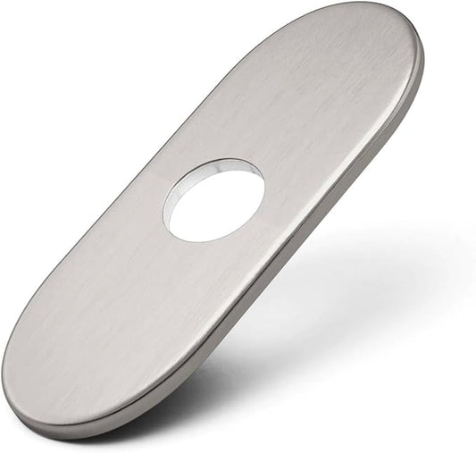 6 Inch Brushed Nickel Sink Hole Cover, Greenspring 4" Hole Cover Deck Plate, Round Bathroom Faucet Deck Plate, Faucet Escutcheon for Bathroom or Kitchen Vanity Sink Faucet Stainless Steel