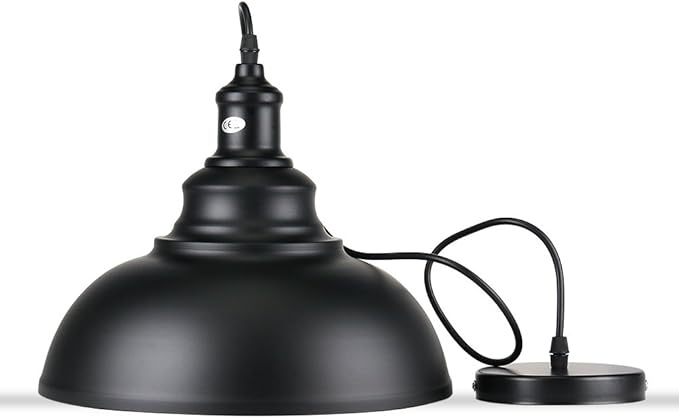 Lightess Black Pendant Light Dimmable, Industrial Hanging Lights Metal Barn Farmhouse Kitchen Lighting Edison Ceiling Mount Fixture, OLL466