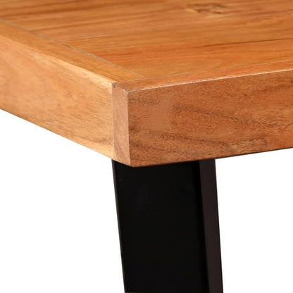 Bar Table, Multicolor Solid Acacia Wood, Steel Frame, 23.6x23.6x42.1 in, Square Kitchen Dining Table for 2, Lacquered Finish