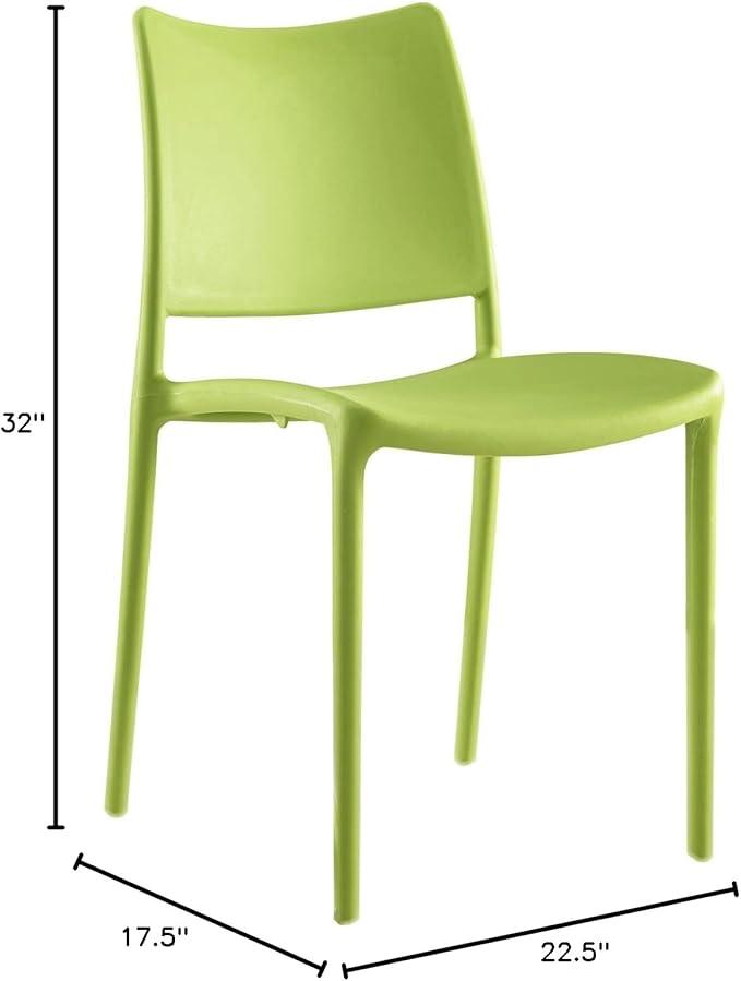 Modway Hipster Contemporary Modern Molded Plastic Stacking Dining Chair in Green