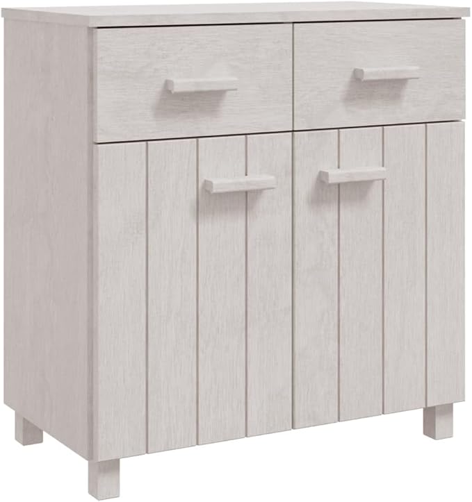 White Sideboard Buffet Cabinet 31.1 x 15.7 x 31.5 in Solid Pine Wood Matte Modern Storage Credenza with Drawers for Living Room Dining Kitchen
