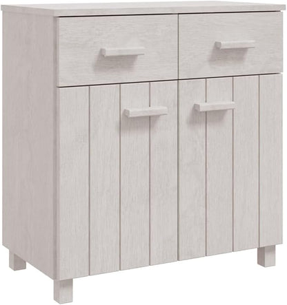 White Sideboard Buffet Cabinet 31.1 x 15.7 x 31.5 in Solid Pine Wood Matte Modern Storage Credenza with Drawers for Living Room Dining Kitchen