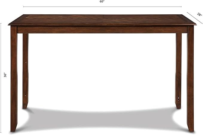 New Classic Furniture Amy Kitchen Counter Island Dining Table for 4 with Storage Shelf & USB Chargers, Traditional Brown Cherry
