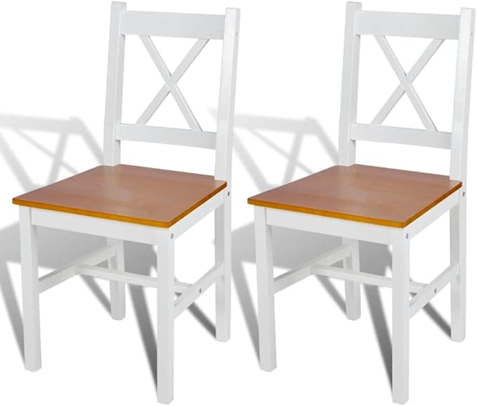 White Pinewood Dining Chairs Set of 2 Modern Farmhouse Kitchen Chairs with Ergonomic Design and Smooth Finish for Dining Room Kitchen Furniture