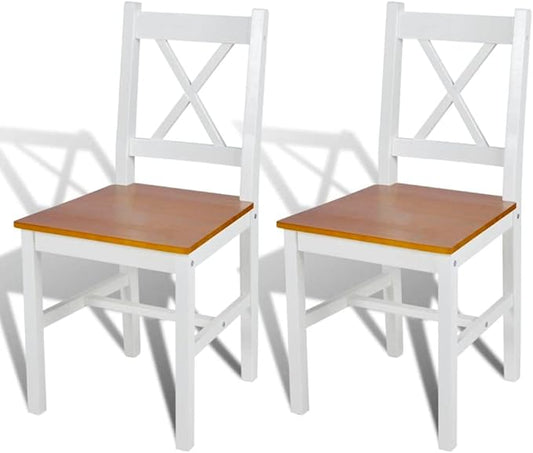White Pinewood Dining Chairs Set of 2 Modern Farmhouse Kitchen Chairs with Ergonomic Design and Smooth Finish for Dining Room Kitchen Furniture