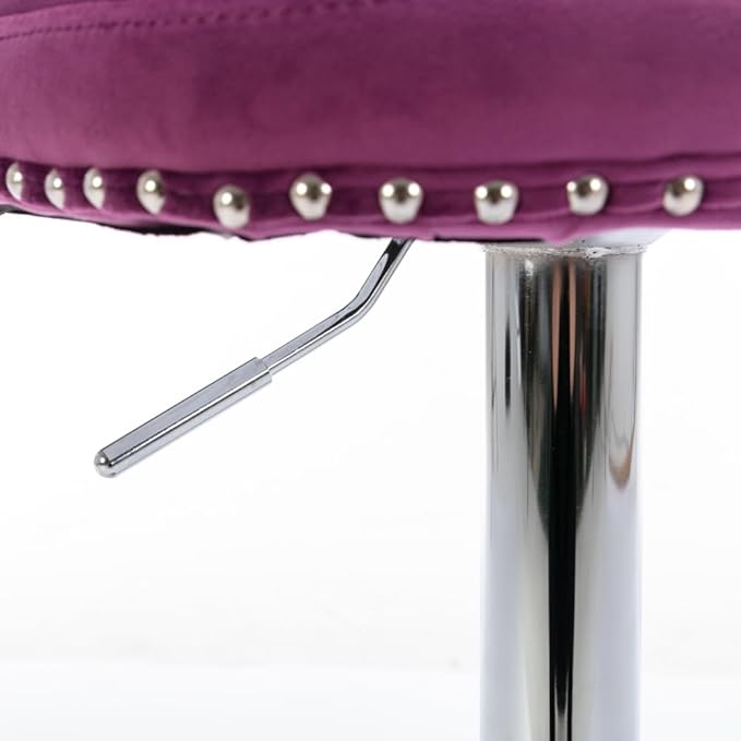 17.7 inch Base, Modern Upholstered Bar Stools with Backs Comfortable Tufted for Home Pub and Kitchen Island,Gray,Set of 2 (Purple + Velvet + Foam)