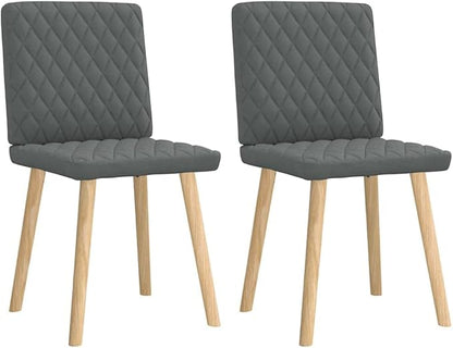Modern Dining Chairs Set of 2 Dark Grey Upholstered 21.3x17.7x33.9 in Matte Polyester Fabric Rubberwood Frame Comfortable Kitchen Dining Room Accent for Living Room Bedroom