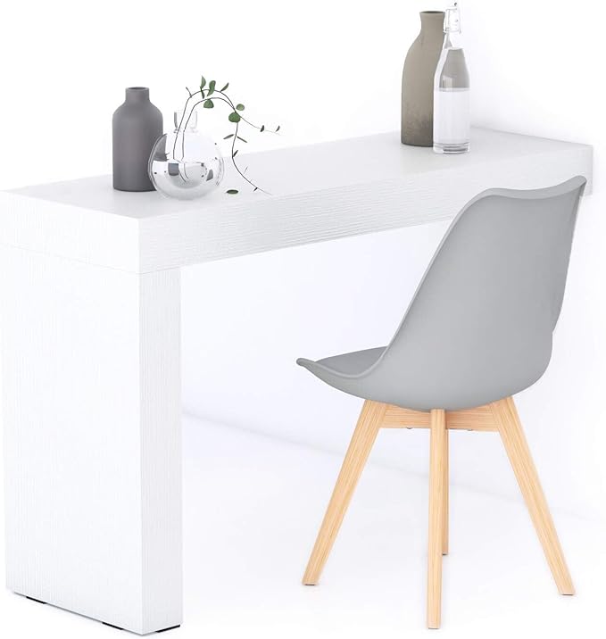 Mobili Fiver, Evolution Dining Table 47.2 x 15.7 in, Ashwood White with One Leg, Made in Italy