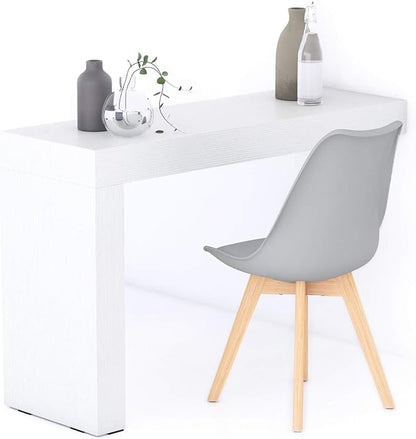 Mobili Fiver, Evolution Dining Table 47.2 x 15.7 in, Ashwood White with One Leg, Made in Italy
