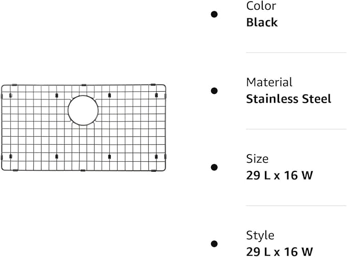 Starstar Sinks Protector Matte Black 304 Stainless Steel Kitchen Sink Bottom Grid, Rack (29 L x 16 W)