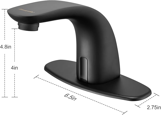 Charmingwater Touchless Bathroom Sink Faucet with Hole Cover Plate, Matte Black