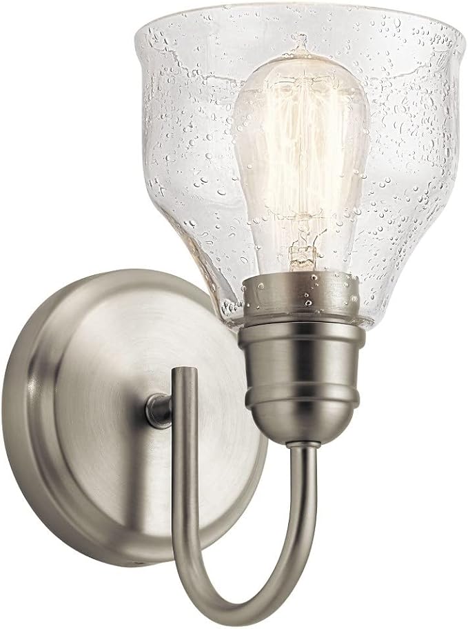 KICHLER Avery 9.25" 1 Light Vanity Light with Clear Seeded Glass Olde Bronze®