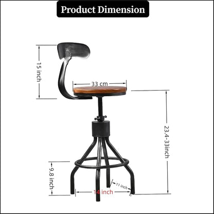Industrial Pipe Design Bar Table 41.3inch Height and Set of 4 Rustic Bar Stools with Backrest 23-33" Height Adjustable Vintage Pub Bistro Table Set for Kitchen Dining Cafe House Office Meeting
