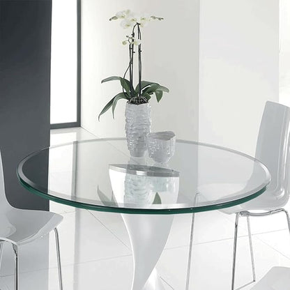Dulles Glass 50 inch Round Glass Table Top - Tempered - 1/2" Thick Glass Surface, Safe Beveled Edge, Multipurpose for Dining Table, Patio, Coffee and End Table