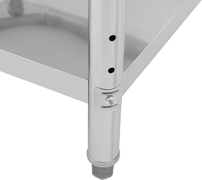 24 * 30 * 26in Stainless Steel Work Table,Commercial Prep Table for Home Kitchen Restaurant,2-Tier Kitchen Island Metal Utility Tables with Storage Shelf