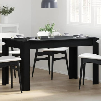Black Oak Poly Rattan Outdoor Dining Table, 55.12 x 29.33 x 29.92 Inch Garden Patio Kitchen Table, Steel Frame Dinner Bar Unit, Easy Assembly