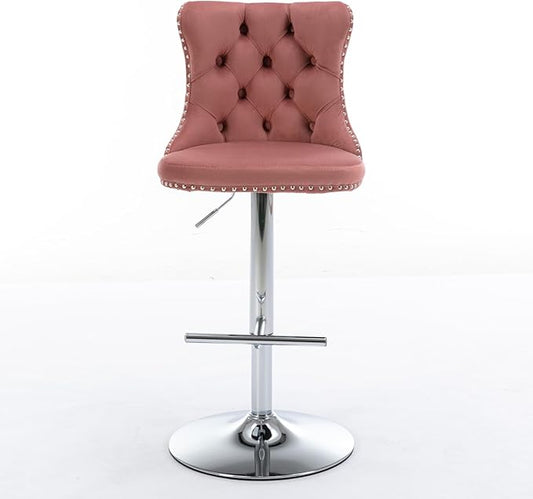 Modern Dining Chairs, Mid-Century Kitchen Table and Chairs with Sturdy Stable Base, Easy Assembly Luxury Furniture for Dining Room, Home Pub and Kitchen Island,Pink-Foam-2pc