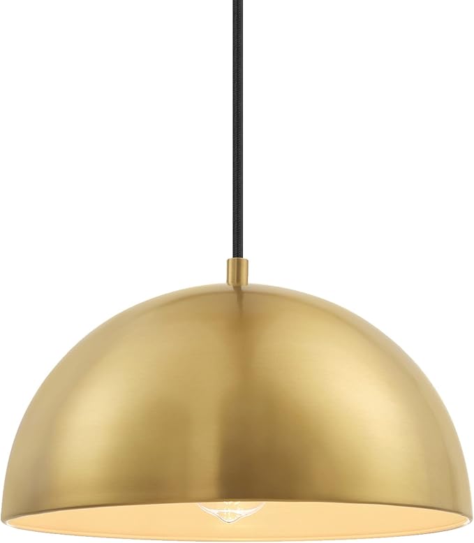 Globe Electric 65826 Hazel 1-Light Pendant Lighting, Matte Brass, Bulb Not Included