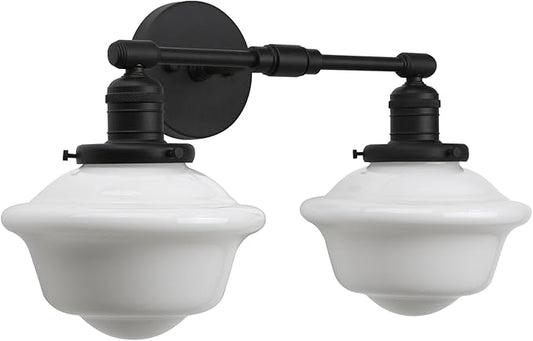 Pathson 2-Lights Milk White Glass Wall Sconce Lights, Modern Classic Wall Vanity Lighting for Living Room Bathroom Bedroom