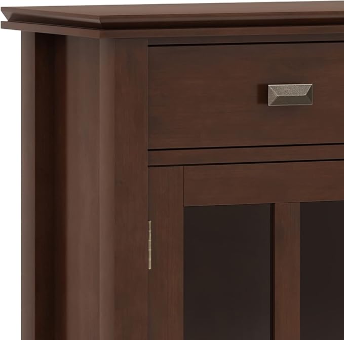 SIMPLIHOME Artisan SOLID WOOD 36 Inch Wide Contemporary Entryway Storage Cabinet in Russet Brown, For the Living Room, Entryway and Family Room