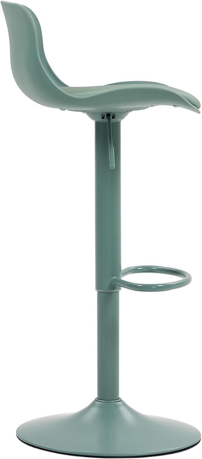 Bar Stools Set of 2 with Backrest, Adjustable Height Upholstered Barstools, Swivel Leather Island Chairs, Modern Armless Stools for Bar, Kitchen Island, Dining Room (Mint Green)