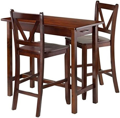 Ergode Sally 3-Piece Kitchen Island Table Set | 2 Drawers | Saddle Seat Stools | Space-Saving & Stylish | (94364-VV)