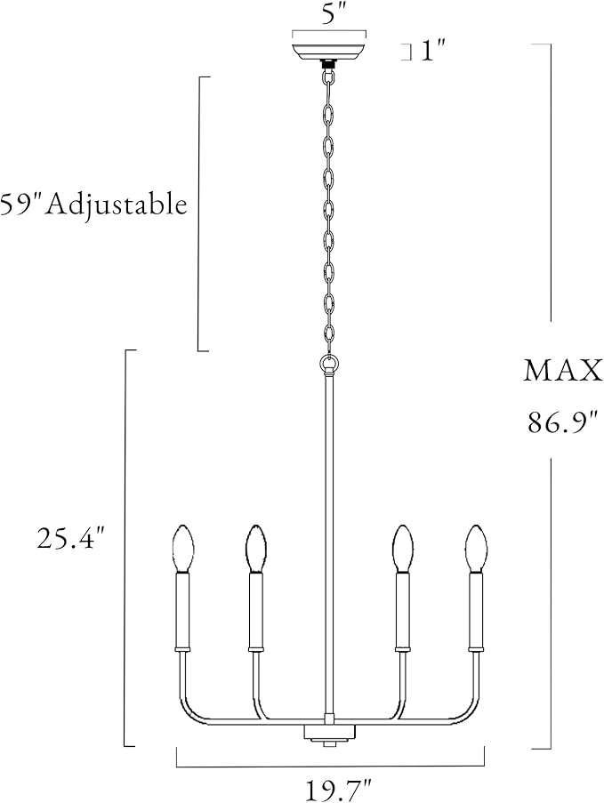 KSANA Black Chandelier, Modern Farmhouse 6-Light Fixture for Bedroom, Foyer, Dining & Living Room, Kitchen, and Entryway
