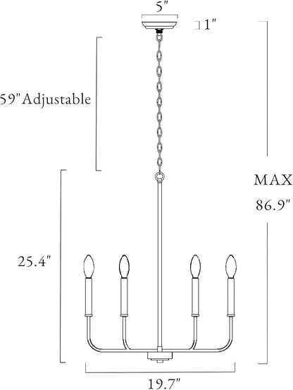 KSANA Black Chandelier, Modern Farmhouse 6-Light Fixture for Bedroom, Foyer, Dining & Living Room, Kitchen, and Entryway