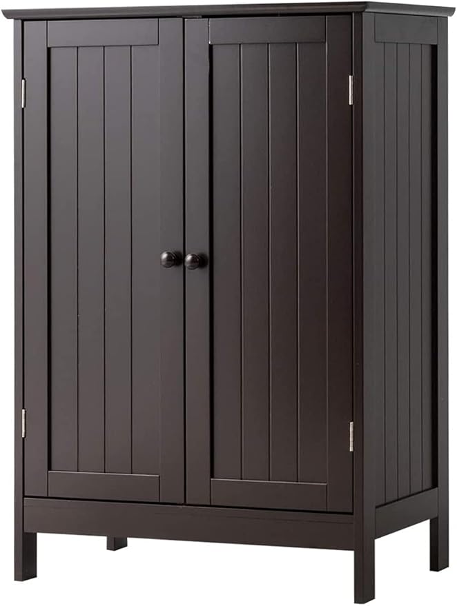 LDAILY LUARANE Bathroom Floor Cabinet, Wooden Floor Storage Cabinet with Double Doors, Simple Double Storage Cabinet, Suitable for Kitchen, Bathroom, 23.5 x 14 x 34 inches (Brown)
