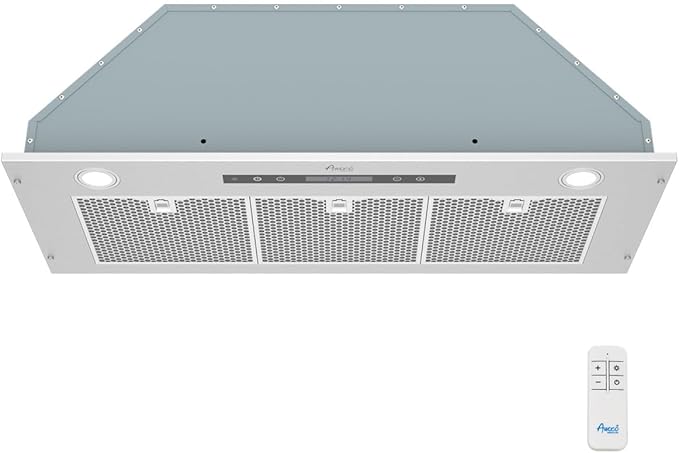 Awoco 14-1/2”D Built-in/Insert Stainless Steel Range Hood, 4-Speed, 650 CFM, LED Lights, Mesh Filters for Wood Hood (36"W 15"D Mesh Filters)