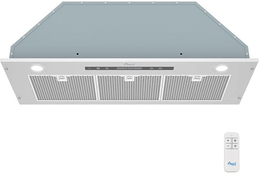 Awoco 14-1/2”D Built-in/Insert Stainless Steel Range Hood, 4-Speed, 650 CFM, LED Lights, Mesh Filters for Wood Hood (36"W 15"D Mesh Filters)