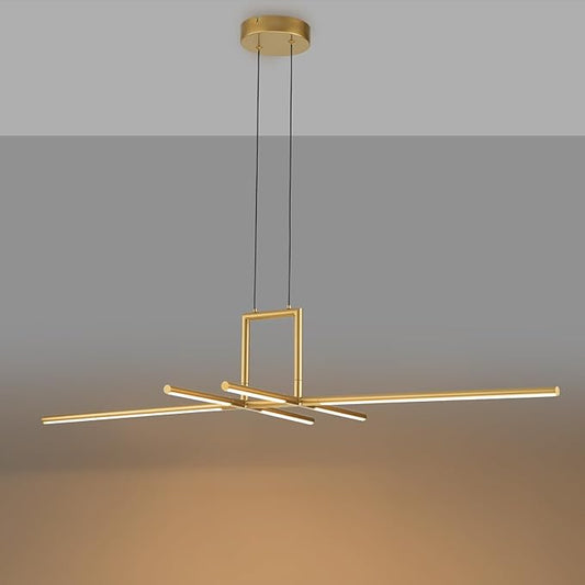 47" Gold Linear Pendant Lights Kitchen Island 6-Lights LED Dimmable Hanging Pendant Lights Fixture Pool Table Light Fixture Modern Minimalist Linear Chandelier for Dining Room Island Light