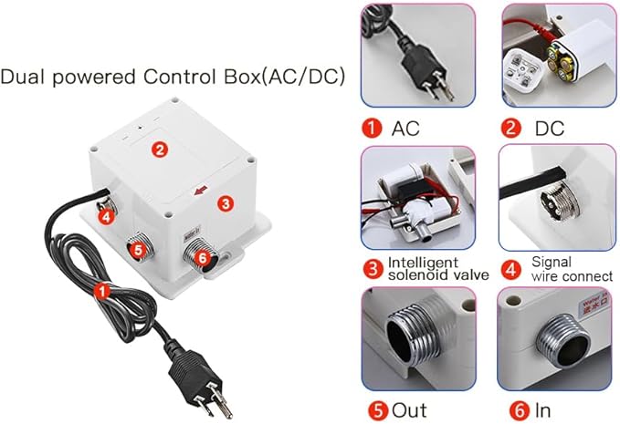 Two Automatic Sensor Control Box AC/DC Power Supply for Touchless Bathroom Sink Faucet Kitchen Eletronic Commercial Motion Activated Bath Tub Lavatory Basin Vanity Faucet Touch-Free Dual Powered