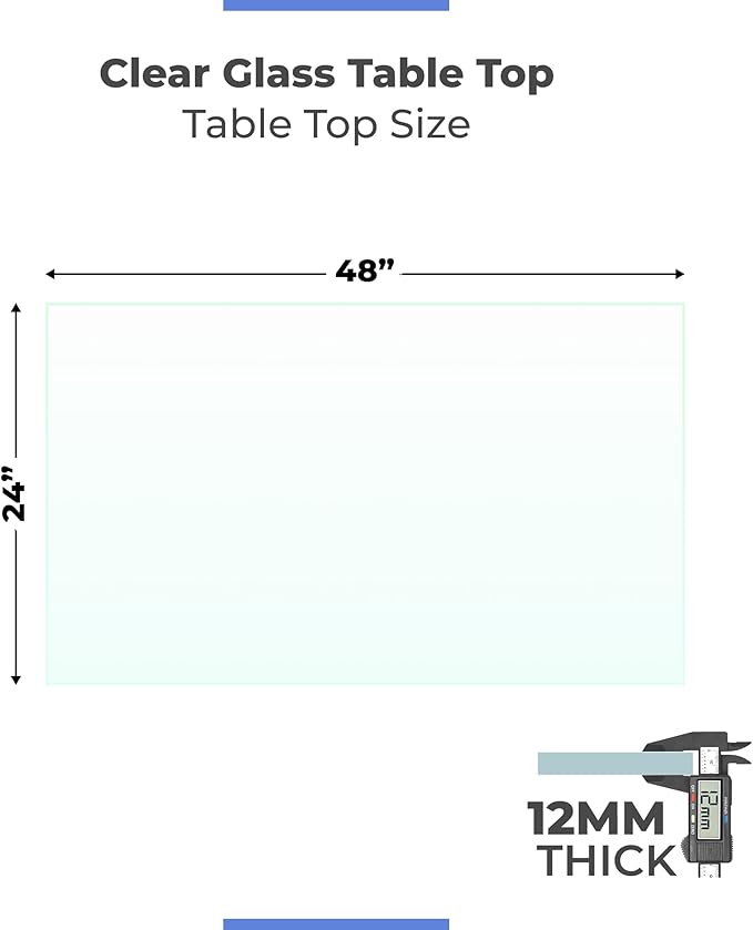 Clear Rectangle Tempered Glass Table Top 24" x 48", 1/2" Thick Beveled Edge, Scratch Resistant, Easy Clean Replacement for Dining, Coffee, or Office Tables – Fab Glass and Mirror