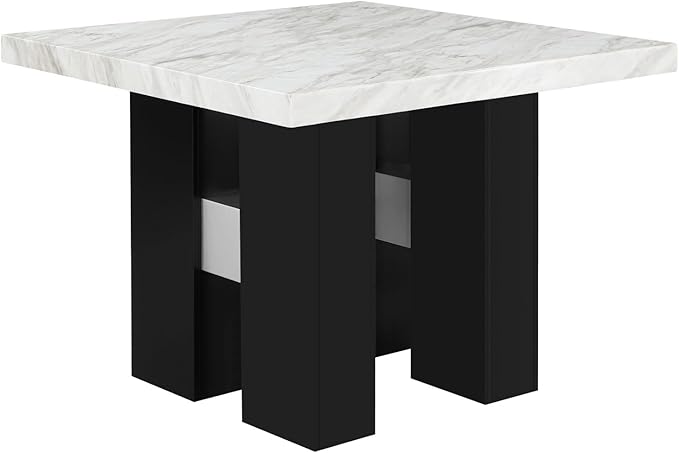 Mikha White Table - Stylish Kitchen Island Counter - Faux Marble Top - 48"