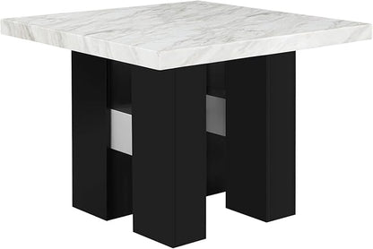 Mikha White Table - Stylish Kitchen Island Counter - Faux Marble Top - 48"