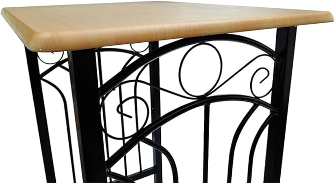2-Piece Breakfast Table Set with Stools Small Space Saving Dining Furniture MDF and Steel Bistro Set Black and Tan for Kitchen Apartment