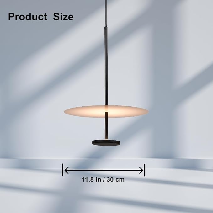 11.8'' Flying Saucer Pendant Light UFO Black Nordic MCM Mid Century Pendant Light Scandinavian Style Modern Minimalist Hanging Light Fixture for Dining Room Bedroom Kitchen Island Living Room
