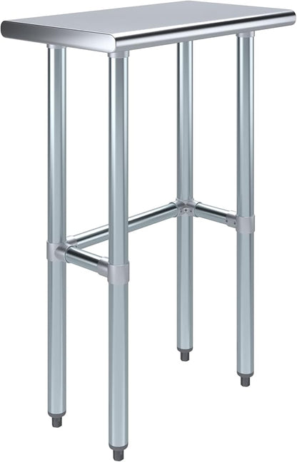 Stainless Steel Work Table Open Base | NSF Kitchen Island Food Prep | Laundry Garage Utility Bench (24" Long x 14" Deep)