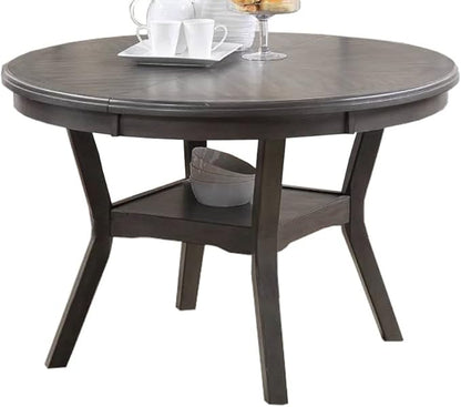 47" Classic Round Dining Table with Open Shelf, Kitchen Table with Robust Flared Legs, Elegant Restaurant Table with Sturdy Rubber Wood Construction for Living Room Kitchen Island Restaurant, Gray