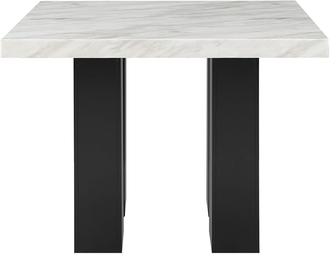 Mikha White Table - Stylish Kitchen Island Counter - Faux Marble Top - 48"