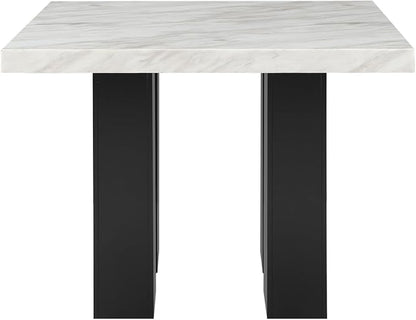 Mikha White Table - Stylish Kitchen Island Counter - Faux Marble Top - 48"