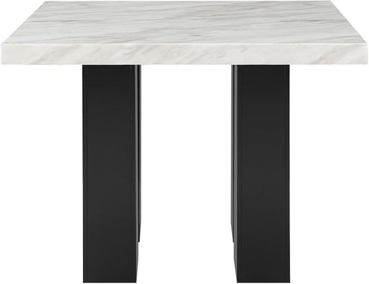 Mikha White Table - Stylish Kitchen Island Counter - Faux Marble Top - 48"