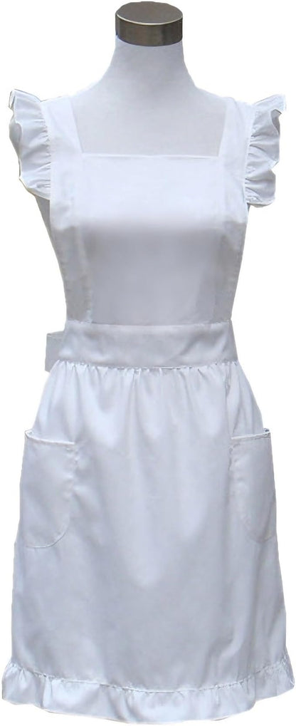 Hyzrz Cute Lovely Cotton Retro Kitchen Cooking Aprons for Women Girls Vintage Baking Apron with Pockets for Mother Gift